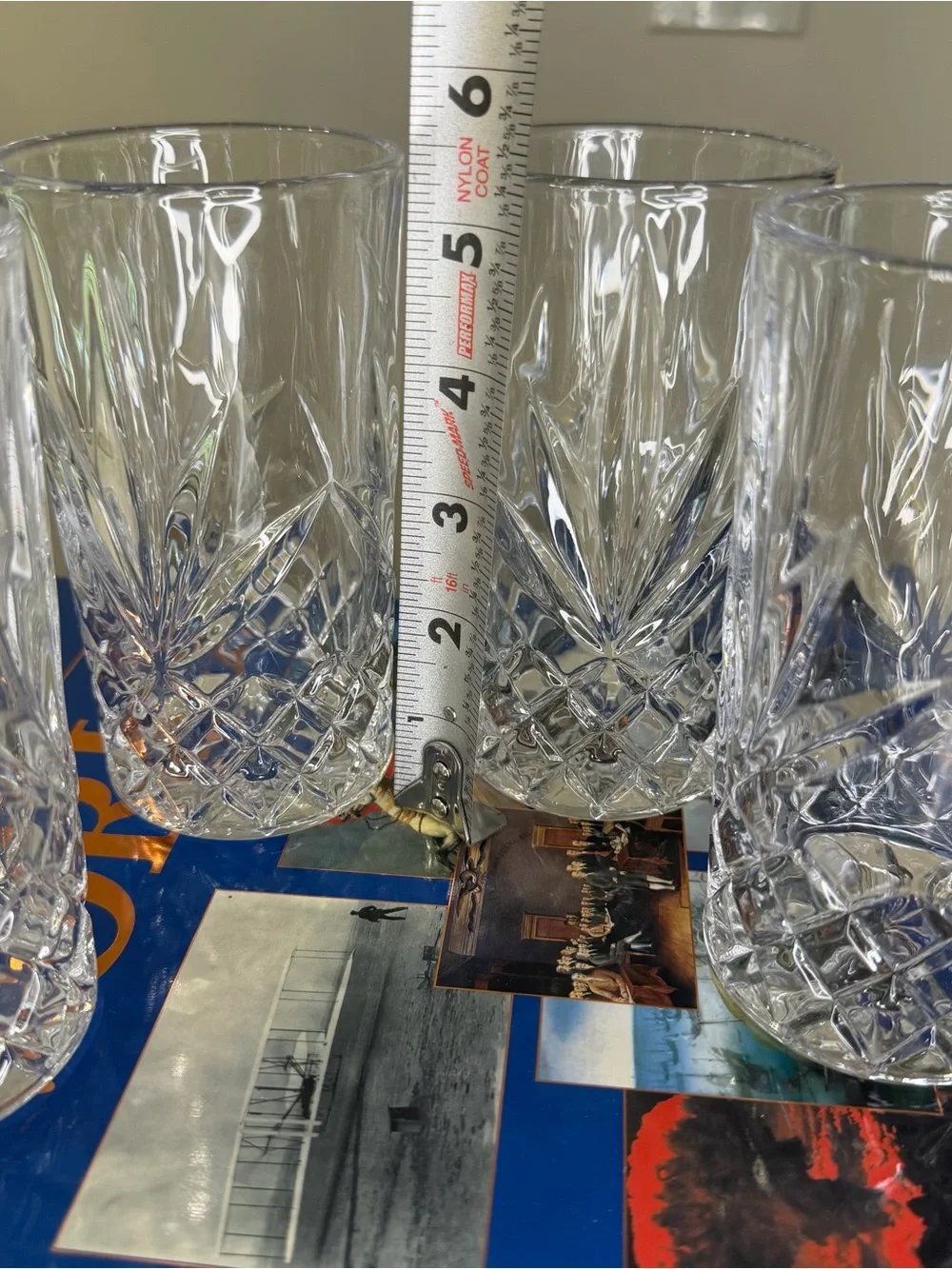 Pottery Barn -Pattern Highball cocktail Glasses - Set of 4